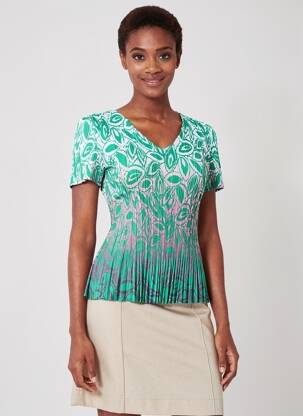 Top imprimé fantaisie manches courtes vert LEO & UGO femme