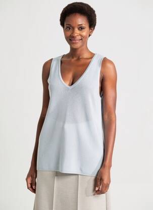 Pull coupe cintrée sans manche argent RINO & PELLE femme