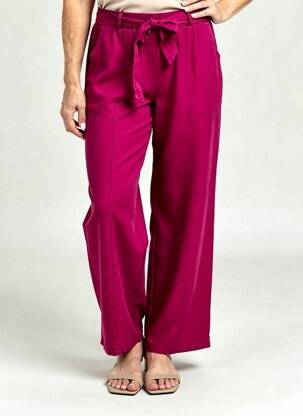 Pantalon large tissage popeline taille normale violet SCORZZO femme