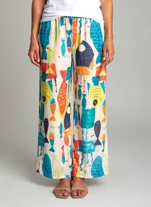 Pantalon large tissage crêpe taille normale bleu JS MILLENIUM femme