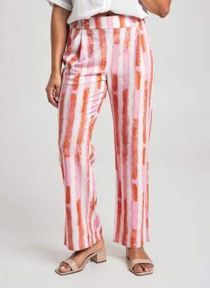 Pantalon droit tissage popeline taille normale orange SCORZZO femme