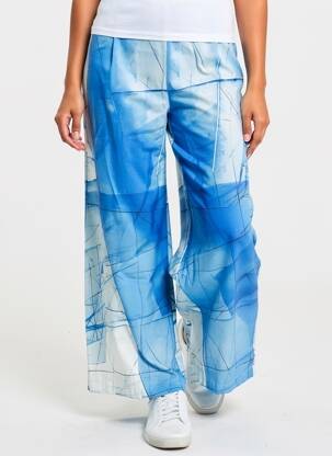 Pantalon large fermeture zip latéral taille normale bleu K femme