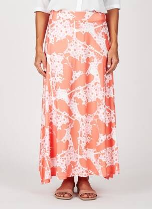 Jupe longue imprimé fantaisie rose SCORZZO femme