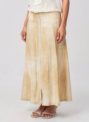 Jupe longue imprimé fantaisie beige TRICOT CHIC femme