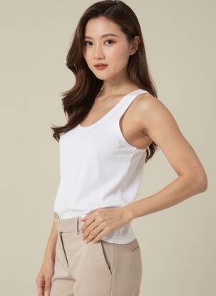 Débardeur coupe droite sans manche blanc ELEVEN femme