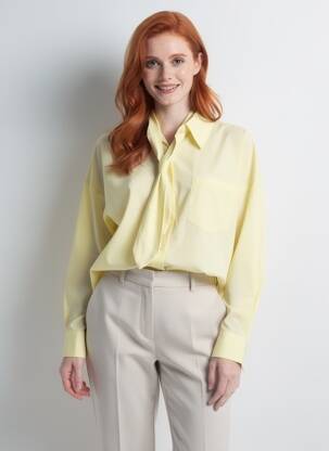 Chemisier coupe droite manches longues jaune EXQUISS'S femme
