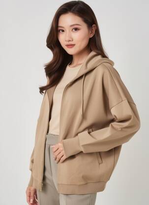 Veste casual col rond marron LUNE ACTIVE femme