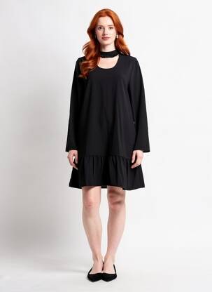 Robe courte manches longues manches longues noir CHARLISE femme