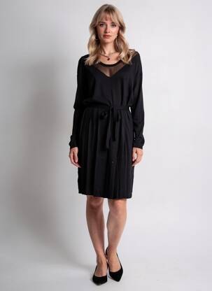 Robe mi-longue manches longues manches longues noir MARIE-SIXTINE femme