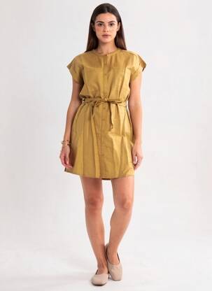 Robe courte manches courtes manches courtes marron MARIE-SIXTINE femme