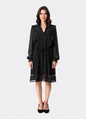 Robe mi-longue manches longues manches longues noir I.CODE (By IKKS) femme