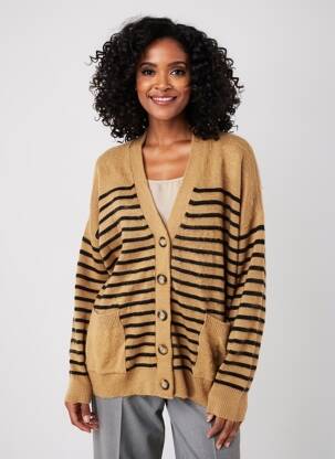 Gilet manches longues resserrée sur le bas marron PAKO LITTO femme