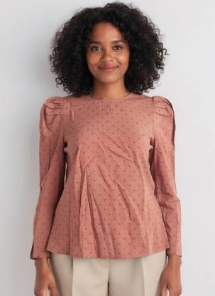 Blouse col rond manches longues marron CERISE BLUE femme