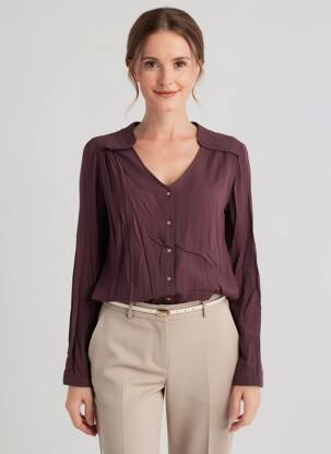 Chemisier coupe fluide manches longues marron TINSELS femme