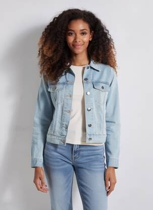 Veste casual poignets boutonnés avec fente bleu F.A.M. femme