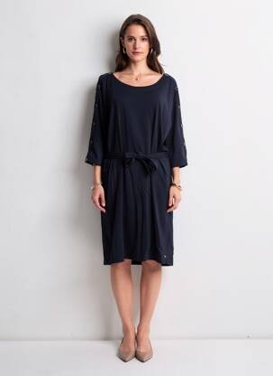 Robe mi-longue manches 3/4 manches 3/4 bleu DES PETITS HAUTS femme