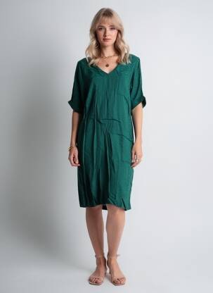 Robe mi-longue manches courtes manches courtes vert I.CODE (By IKKS) femme