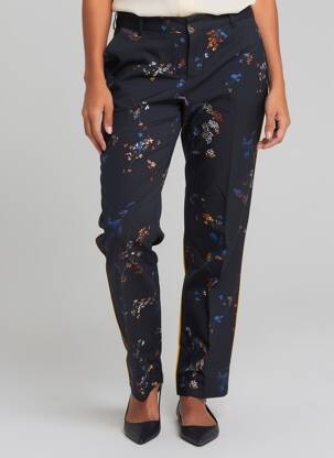 Pantalon chino fermeture zippée sous rabat avec crochet taille normale noir OUI femme