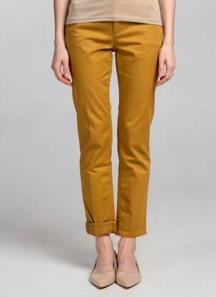 Pantalon chino stretch taille normale jaune HAPPY femme