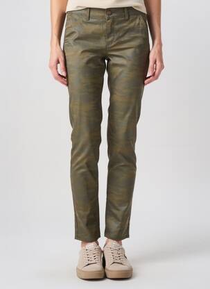 Pantalon chino stretch taille basse vert HAPPY femme