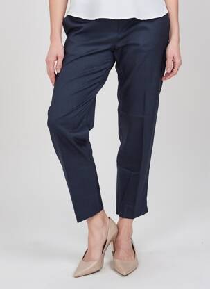 Pantalon chino fermeture zippée sous rabat avec crochet taille normale bleu MAISON LAB femme