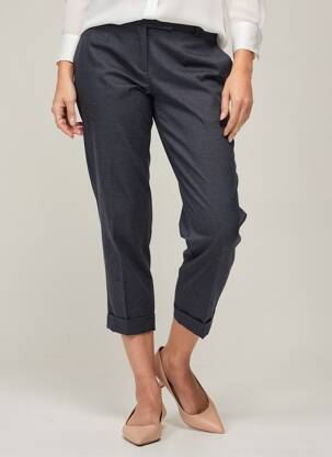 Pantalon 7/8 taille à pinces taille normale bleu MAISON LAB femme
