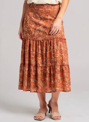 Jupe longue taille haute orange GRACE & MILA femme