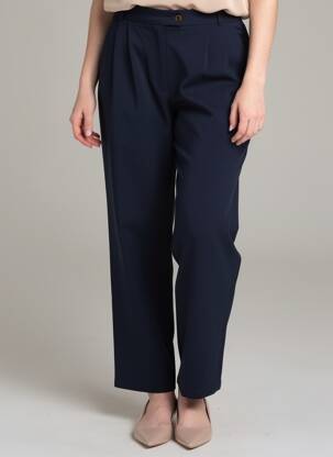 Pantalon droit taille à pinces taille normale bleu DES PETITS HAUTS femme