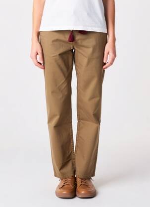 Pantalon chino fermeture zippée sous rabat boutonné taille normale marron LAB DIP PARIS femme
