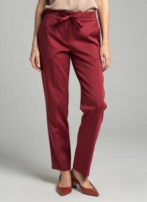 Pantalon droit taille élastique taille normale rouge GRACE & MILA femme