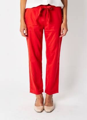 Pantalon droit fermeture zippée sous rabat avec crochet taille normale rouge MARIE-SIXTINE femme
