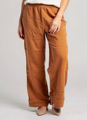 Pantalon large tissage popeline taille normale marron HARRIS WILSON femme