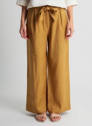 Pantalon large fermeture zippée sous rabat avec crochet taille normale marron HARRIS WILSON femme