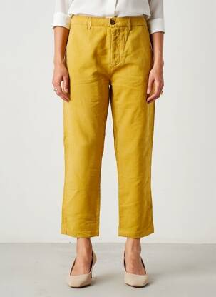 Pantalon 7/8 taille élastique taille normale jaune HOD femme