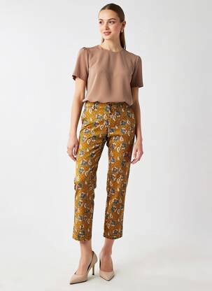 Pantalon 7/8 stretch taille normale jaune HOD femme