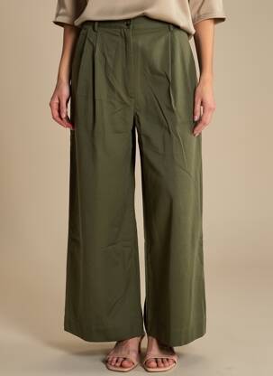 Pantalon large fermeture zippée sous rabat boutonné taille normale vert HARRIS WILSON femme