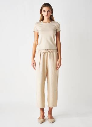 Pantalon 7/8 taille élastique taille normale beige HARRIS WILSON femme