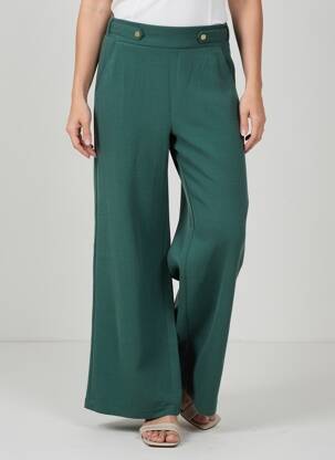 Pantalon large tissage popeline taille normale vert TIFFOSI femme