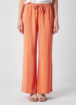Pantalon large tissage crêpe taille normale orange DEELUXE femme