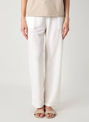Pantalon droit tissage popeline taille normale blanc ÉTYMOLOGIE femme