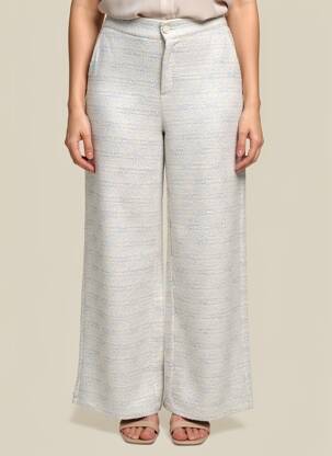 Pantalon large fermeture zippée sous rabat boutonné taille haute bleu GARCIA femme