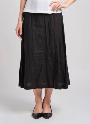 Jupe mi-longue coupe évasée noir ICHI femme