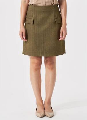Jupe courte fermeture zippée au dos vert ICHI femme