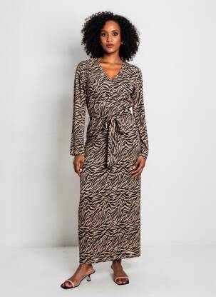 Robe longue manches longues manches longues marron GARCIA femme