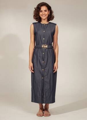 Robe longue sans manche sans manche bleu MOOYA femme