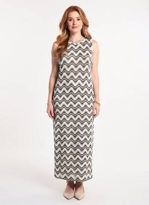 Robe longue imprimé fantaisie sans manche marron GARCIA femme