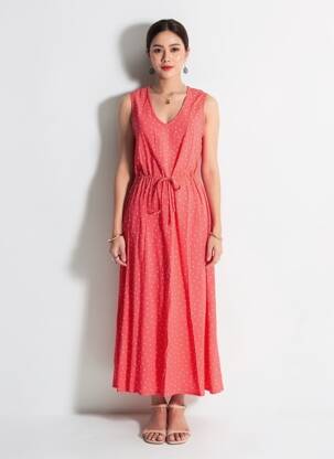 Robe longue sans manche sans manche rouge ÉTYMOLOGIE femme