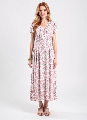 Robe longue manches courtes manches courtes rouge C'EST BEAU LA VIE femme