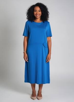 Robe mi-longue manches courtes manches courtes bleu STREET ONE femme