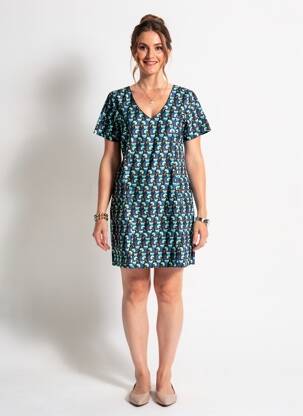 Robe courte manches courtes manches courtes vert COTON DU MONDE femme